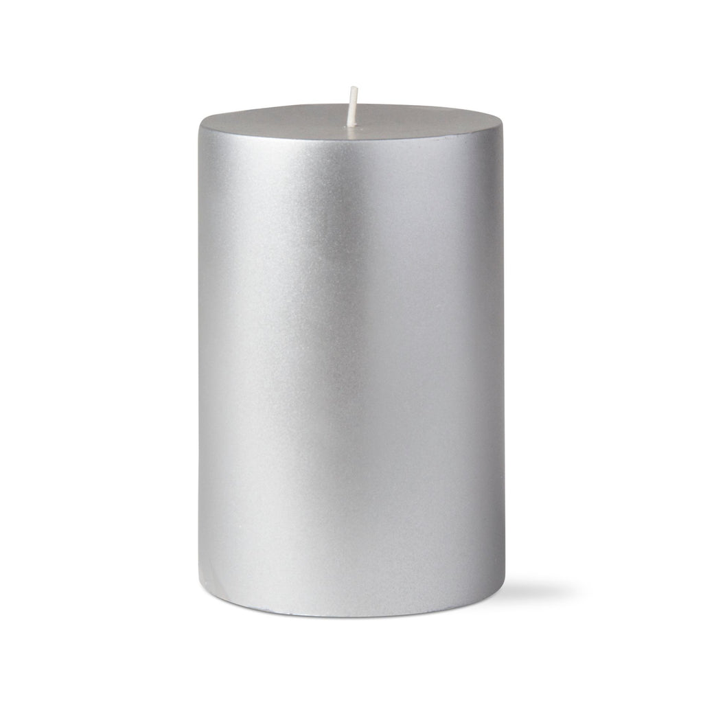Metallic Silver Pillar Candle 4 x 6 - touchGOODS