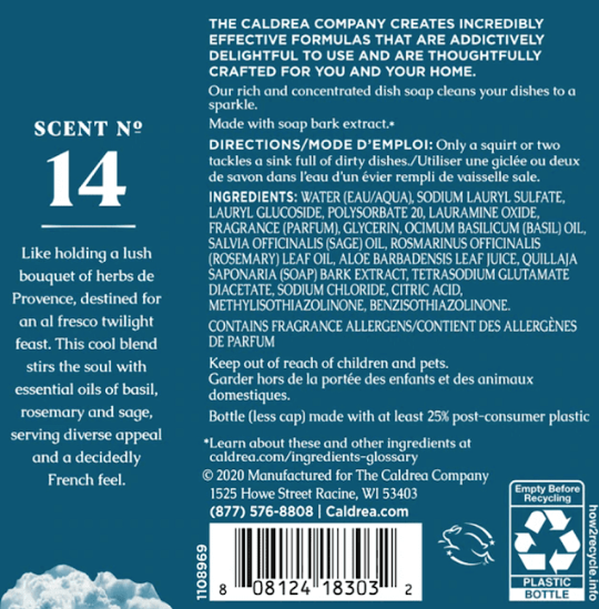 Blue Basil Sage Biodegradable Dish Soap with Bark & Aloe - touchGOODS