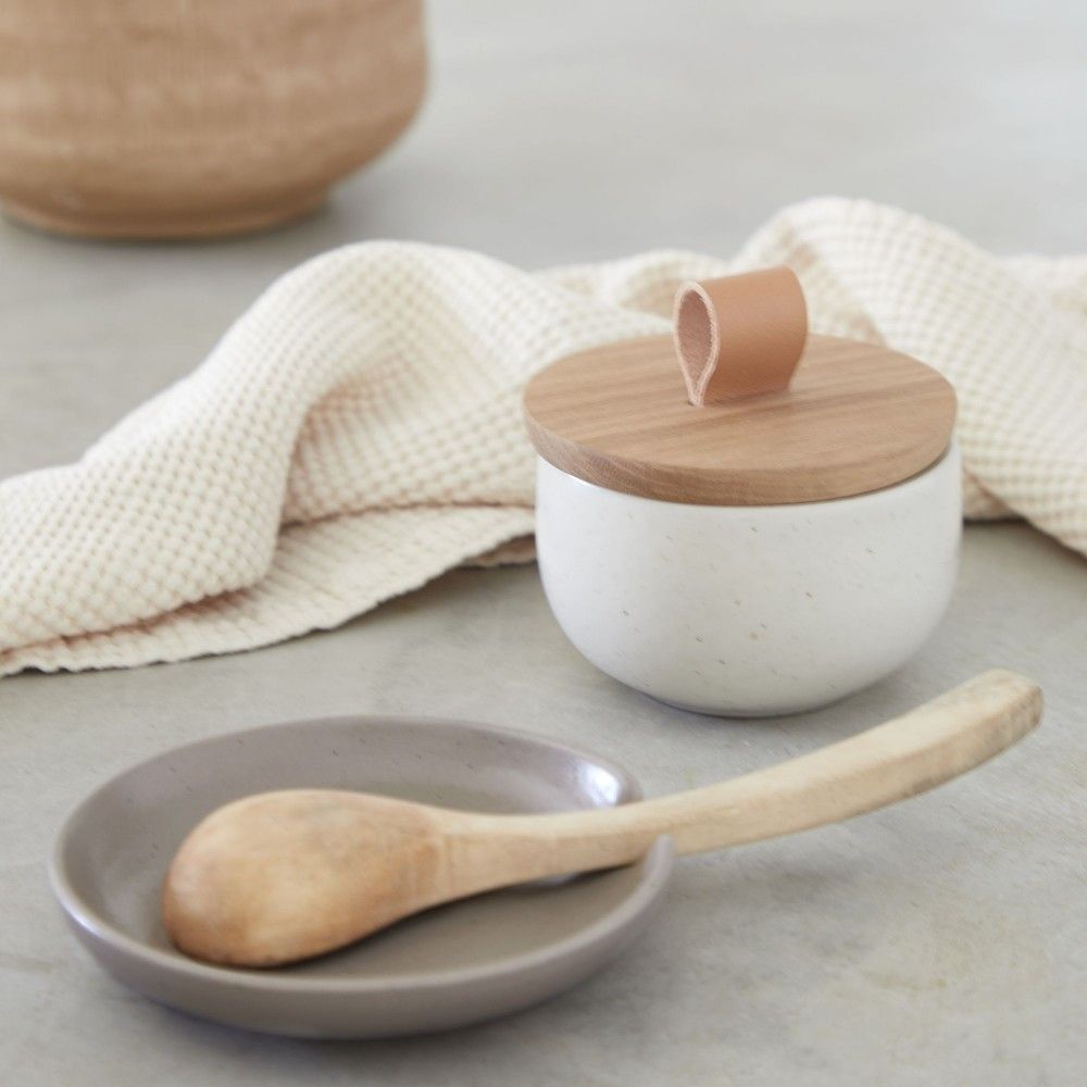 PACIFICA Salt Cellar W/ Wood  Lid 3.75'' - touchGOODS
