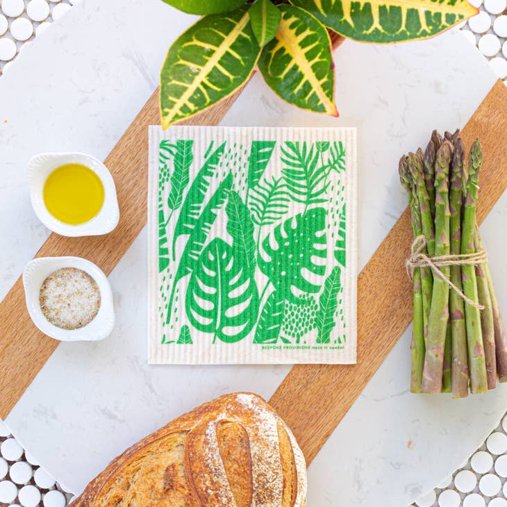 Tropical Leaves Swedish Dishcloth - touchGOODS