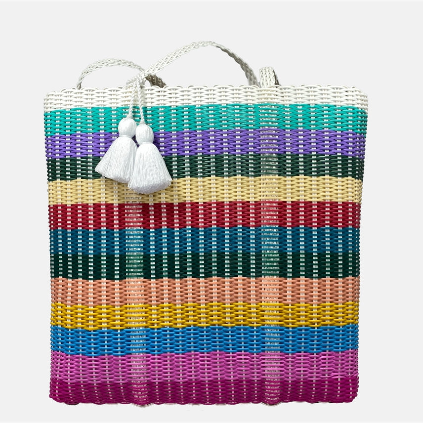 Recycled Plastic Cesta Tote Ex-large ~ Multicolor Stripe - touchGOODS