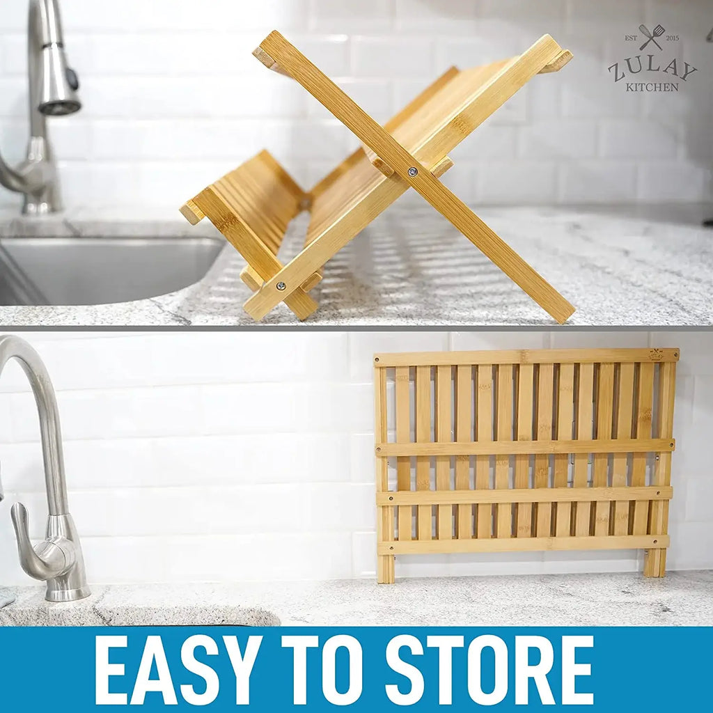 Foldable Bamboo Dish Drying Rack - 2-Tier - touchGOODS