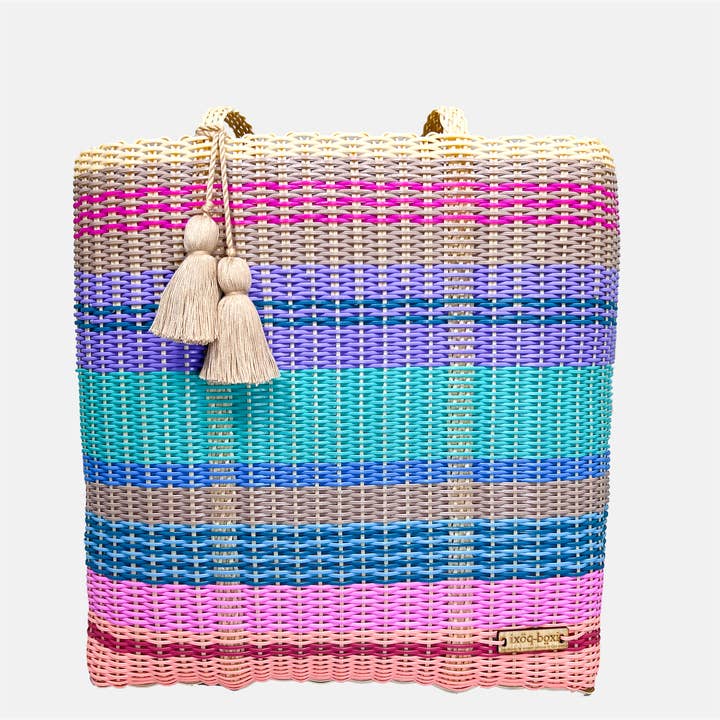 Recycled Plastic Cesta Tote Ex-large ~ Multicolor Stripe - touchGOODS