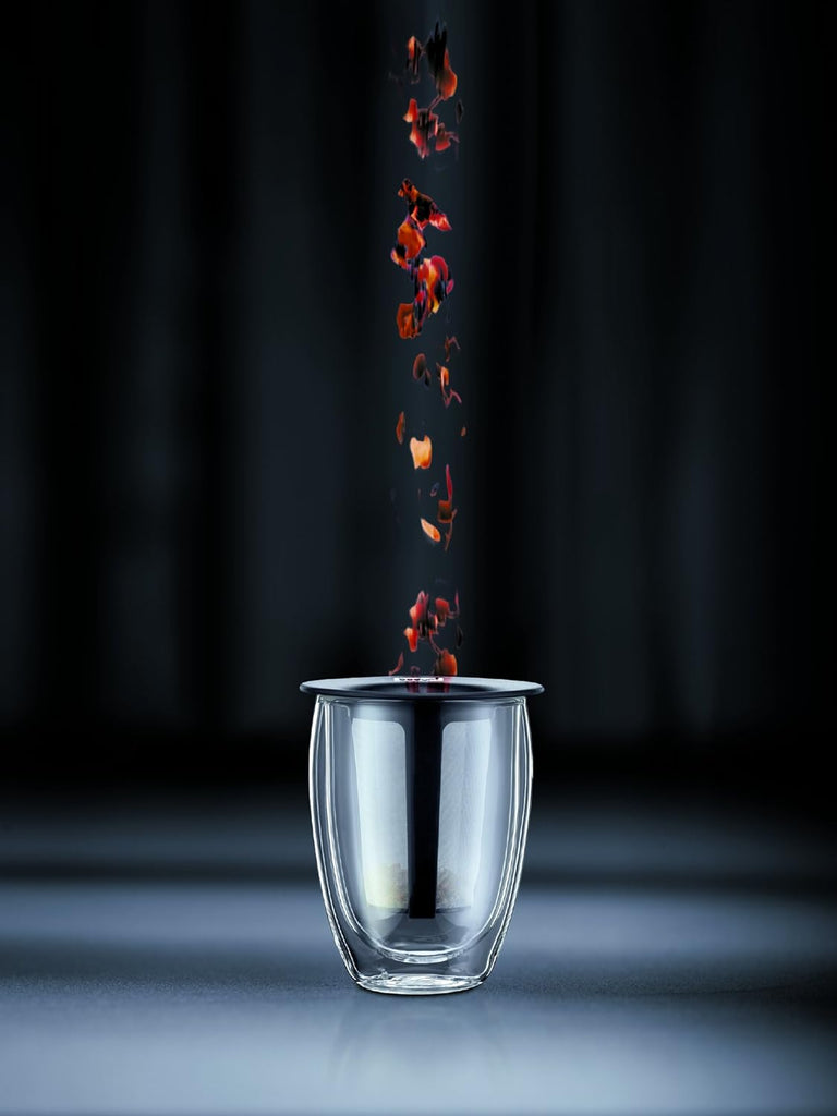 Tea for One Double wall glass, 0.35 l, 12 oz and tea strainer - touchGOODS