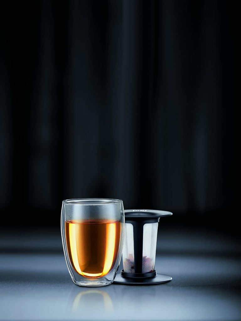 Tea for One Double wall glass, 0.35 l, 12 oz and tea strainer - touchGOODS
