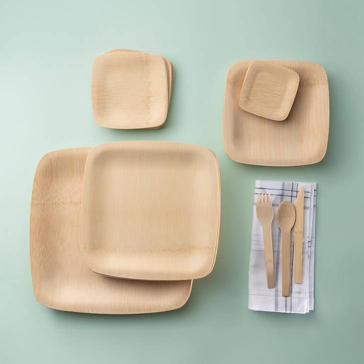 Disposable Bamboo Square Plates - touchGOODS