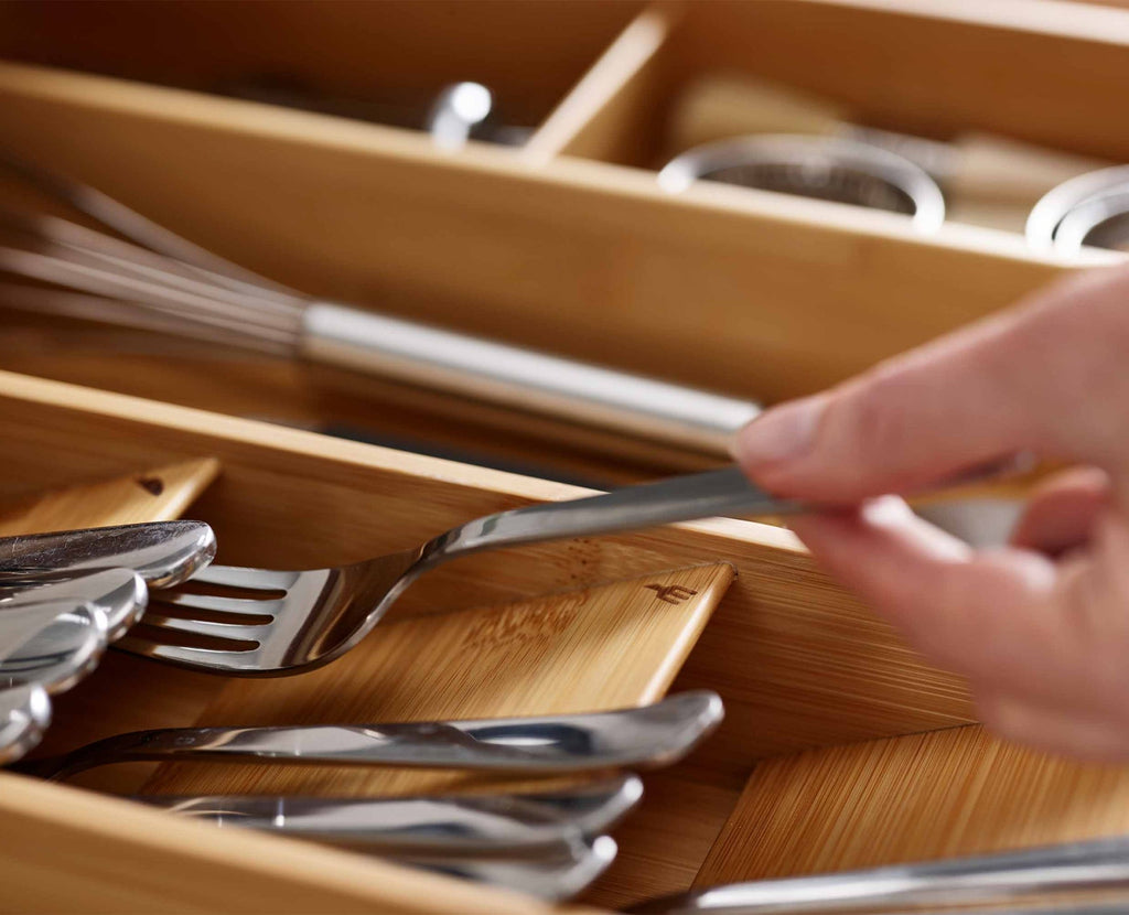 DrawerStore™ Bamboo Cutlery, Utensil & Gadget Organizer - touchGOODS