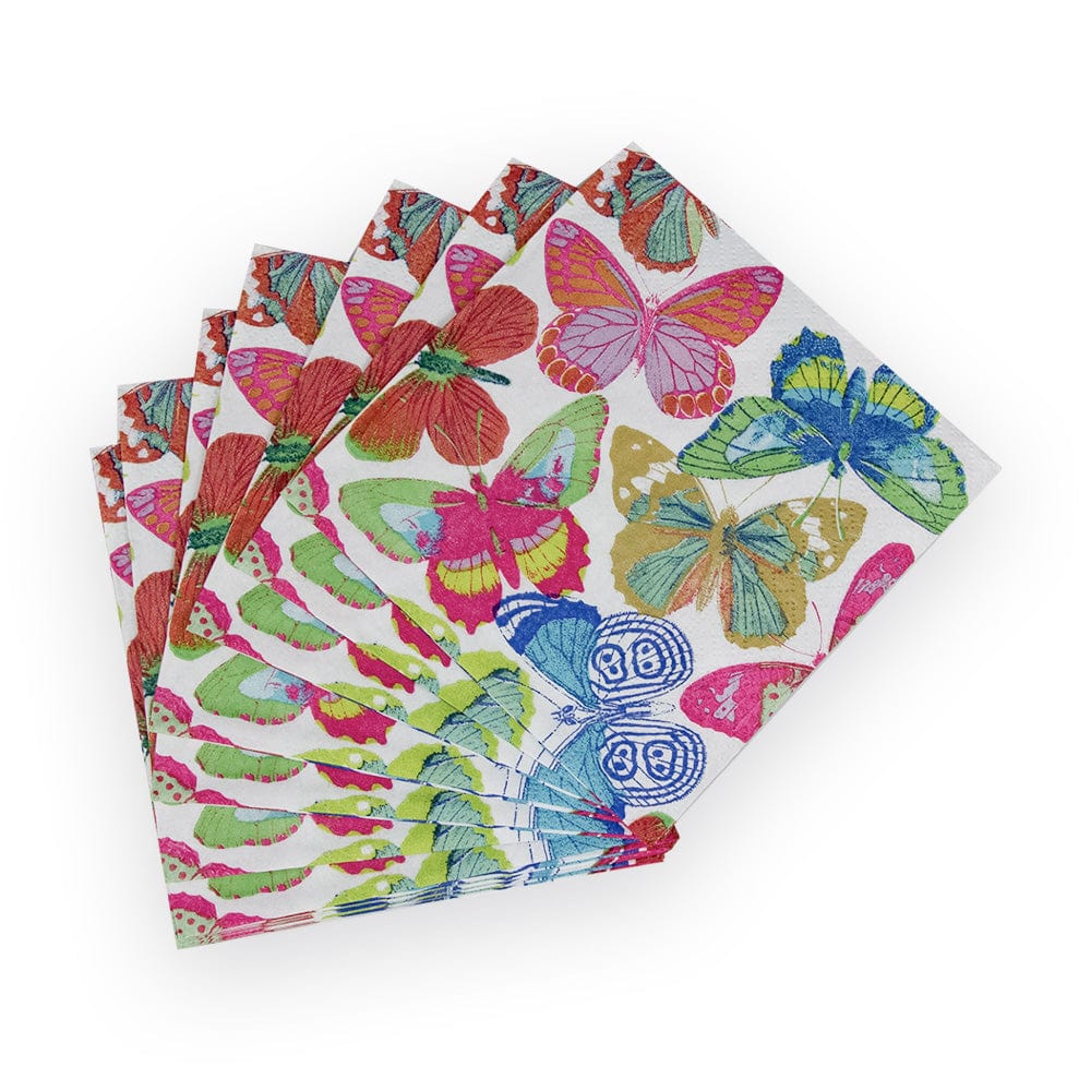 Butterflies Bright Paper Cocktail Napkins - 20 Per Package - touchGOODS