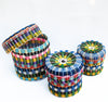 Boxi Cylindrical Containers - Set of 3 - Multi Color Striped - touchGOODS