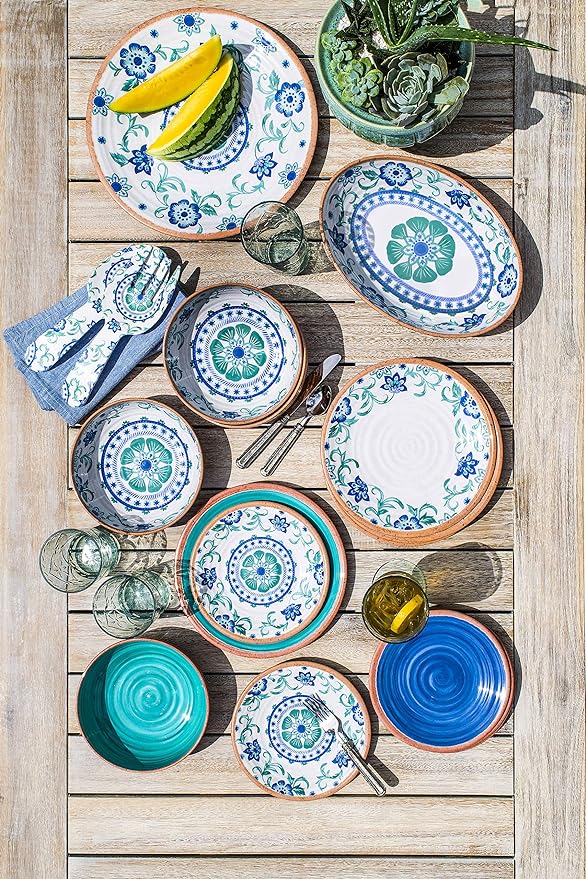 Rio Turquoise Floral Oval Serve Bowl 91.3 Oz - touchGOODS