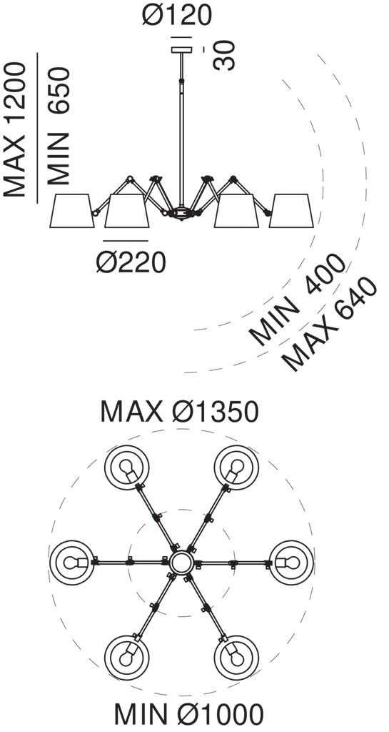 REPORTER Multi Light Adjustable Chandelier 271.04.OF - touchGOODS