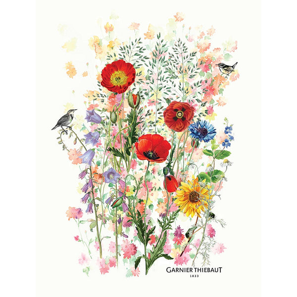 Fleurs Des Champs Blanc Kitchen Towel, Cotton-Linen Blend - touchGOODS