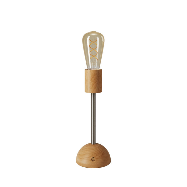 Rechargeable Wooden Lamp Base with Golden Edison Bulb - touchGOODS