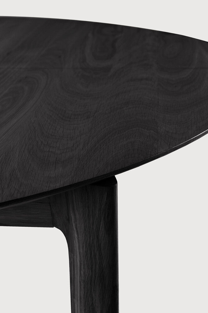 Bok Round Extendable Dining Table - Black Varnished Oak - touchGOODS
