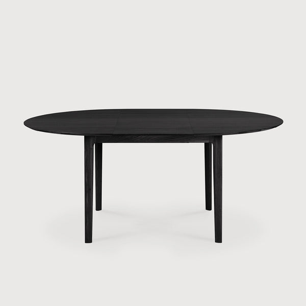 Bok Round Extendable Dining Table - Black Varnished Oak - touchGOODS