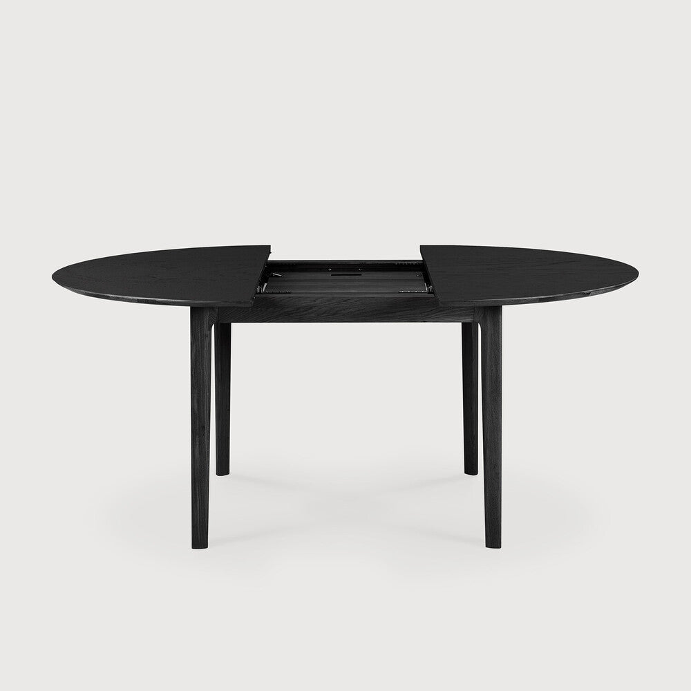 Bok Round Extendable Dining Table - Black Varnished Oak - touchGOODS