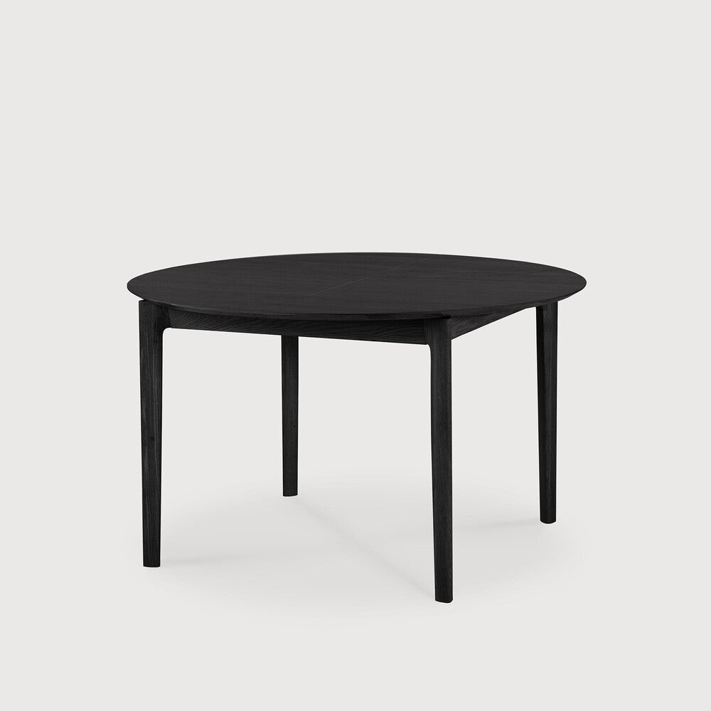 Bok Round Extendable Dining Table - Black Varnished Oak - touchGOODS