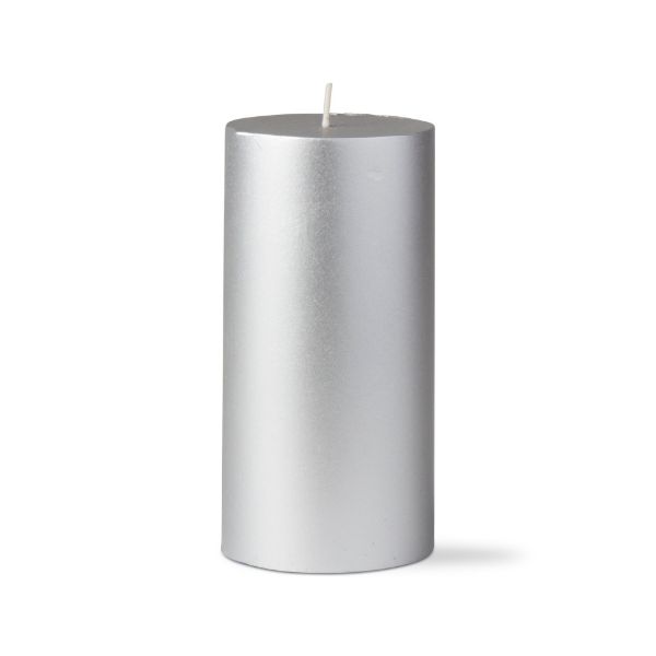 Metallic pillar candle 3x6 - Silver - touchGOODS