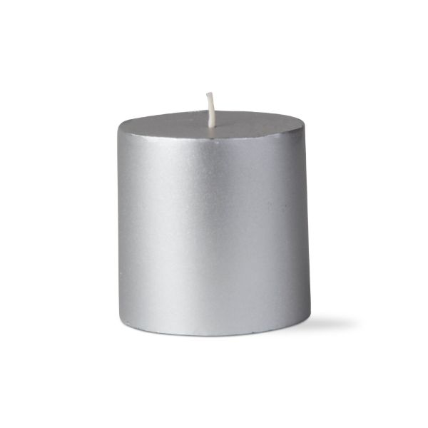 metallic pillar candle 3x3 - Silver - touchGOODS