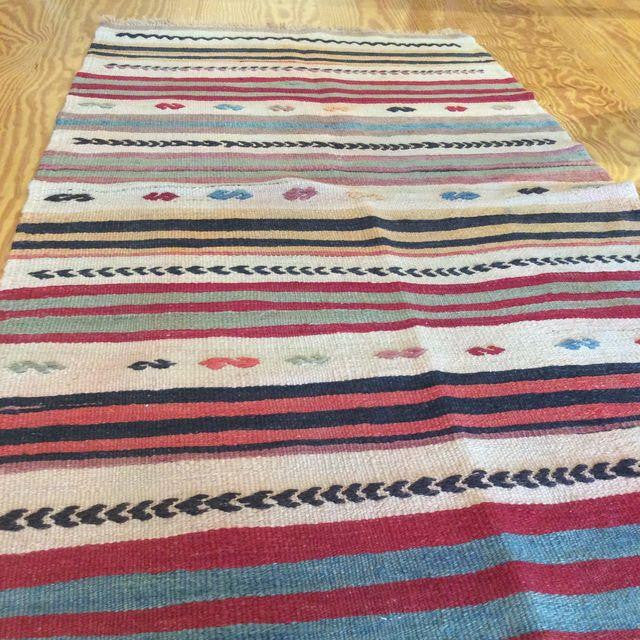 Vintage Turkish Striped Kilim Runner 2′2″ × 4′3″ | touchGOODS