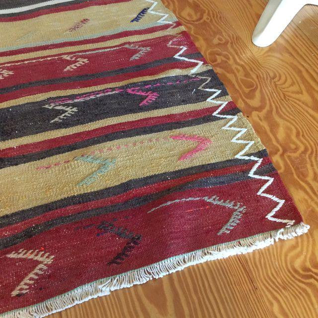 Vintage Turkish Striped Kilim Runner 3′4″ × 5′4″ | touchGOODS