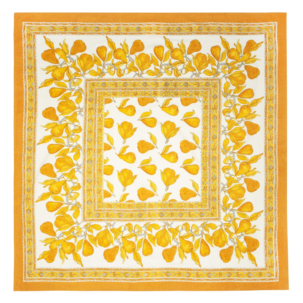 French Tablecloth Orchard Pear Mustard & Grey - touchGOODS
