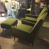 Mid Century Modern Moss Green Tufted Club Chairs & Footrest | touchGOODS