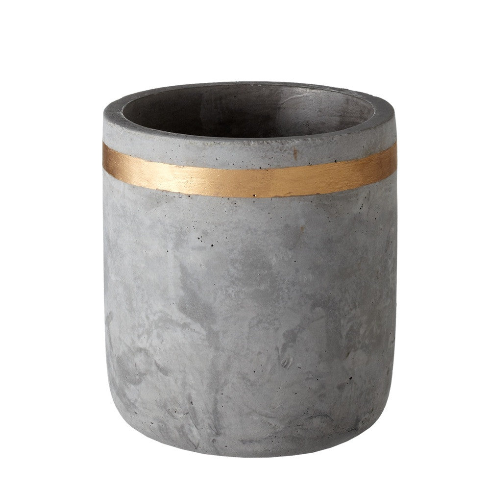 Tall Cement Planter with Gold Stripe 5 1/2"h | touchGOODS