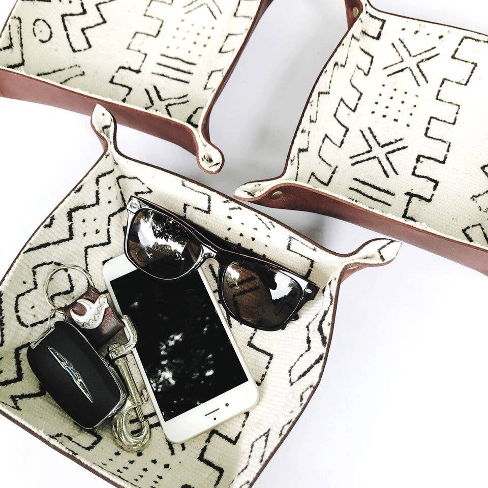 African Mudcloth Valet Trays Black + White - touchGOODS
