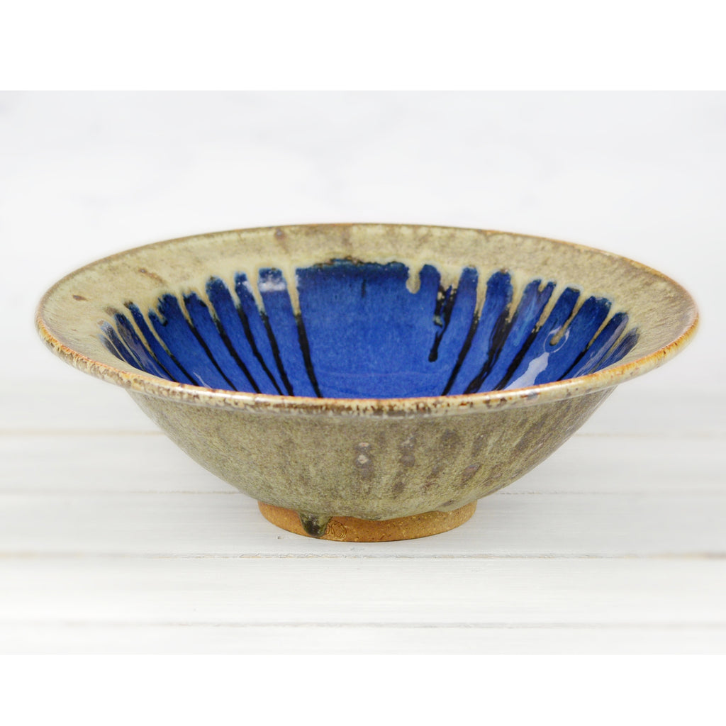 Flared 16" Bowl with Copper and Blue Accents- Jumbo - touchGOODS