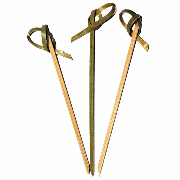 4" Bamboo Appetizer Picks with Looped Knot, 50 Pack - touchGOODS