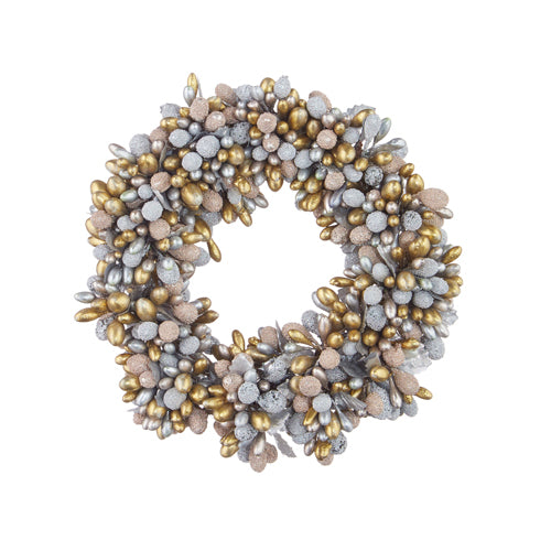 GOLD AND SILVER BERRY BEADED  WREATH-CANDLE RING - touchGOODS