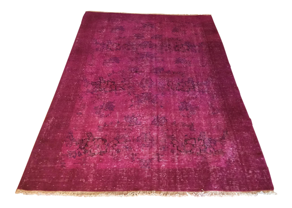 Vintage Over-Dyed Turkish Area Rug in Magenta 4′ × 6′6″ | touchGOODS