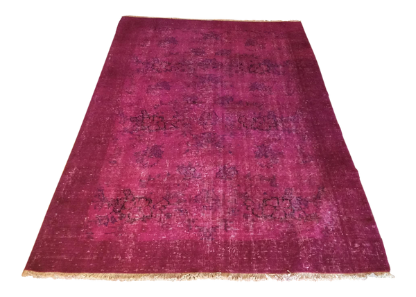 Vintage Over-Dyed Turkish Area Rug in Magenta 4′ × 6′6″ | touchGOODS