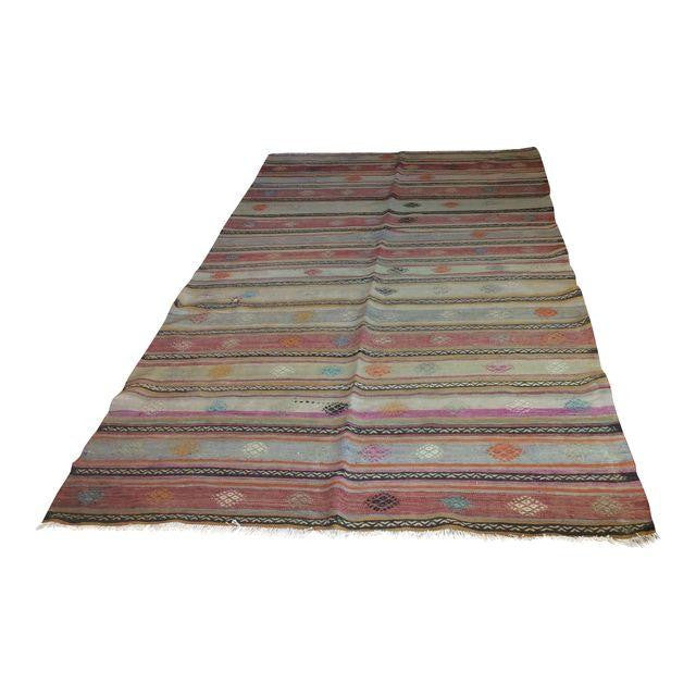 Vintage Turkish Kilim Area Rug 5′3″ × 10′3″ | touchGOODS