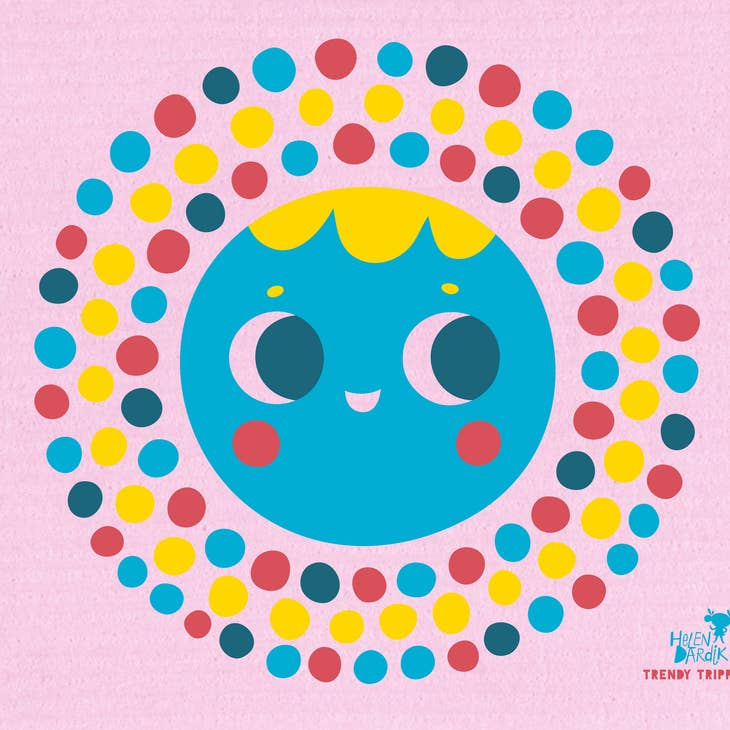 Swedish Dish Cloth Helen Dardik Fancy Moon on Lt Pink - touchGOODS