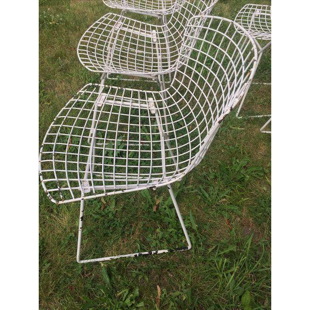 Vintage Harry Bertoia Knoll White Wire Chairs - Set of 5 - touchGOODS