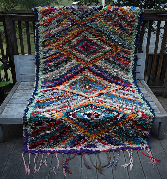 Vintage Boucherouite Tribal Art Rug from Morocco - touchGOODS