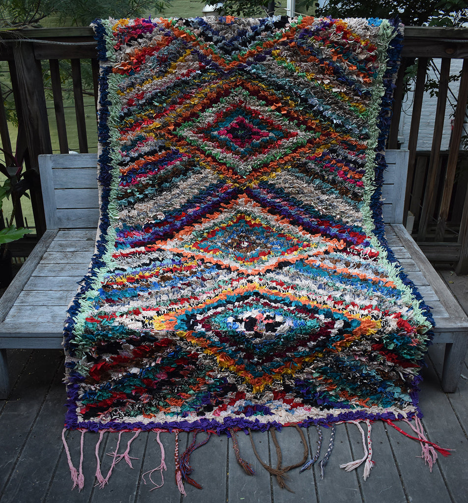 Vintage Boucherouite Tribal Art Rug from Morocco - touchGOODS