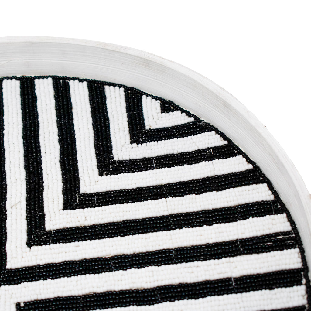 Riviera Beaded Tray Set (of 3) - Black/White - touchGOODS