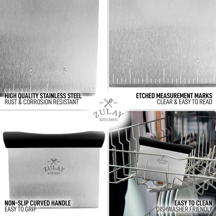 Multi-purpose Stainless Steel Bench Scraper & Chopper - touchGOODS