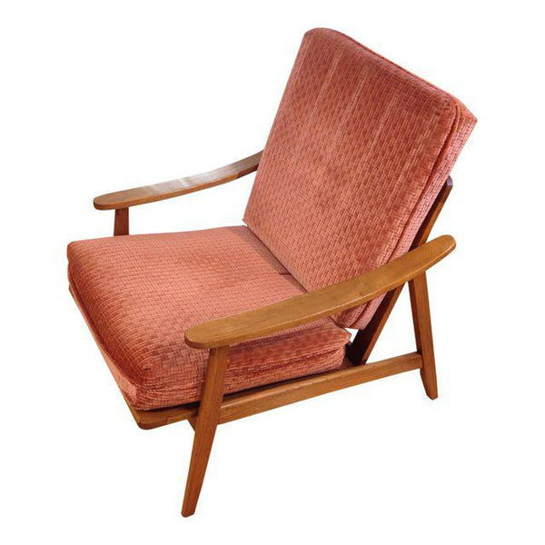 Vintage Mid-Century Oak & Burnt Orange Arm Chair | touchGOODS