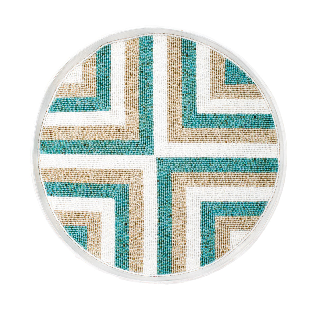 Riviera Beaded Tray Set (of 3) - Aqua/Natural/White - touchGOODS