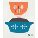 Swedish Dishcloth - RETRO BOWLS Cobalt + Orange on Natural - touchGOODS