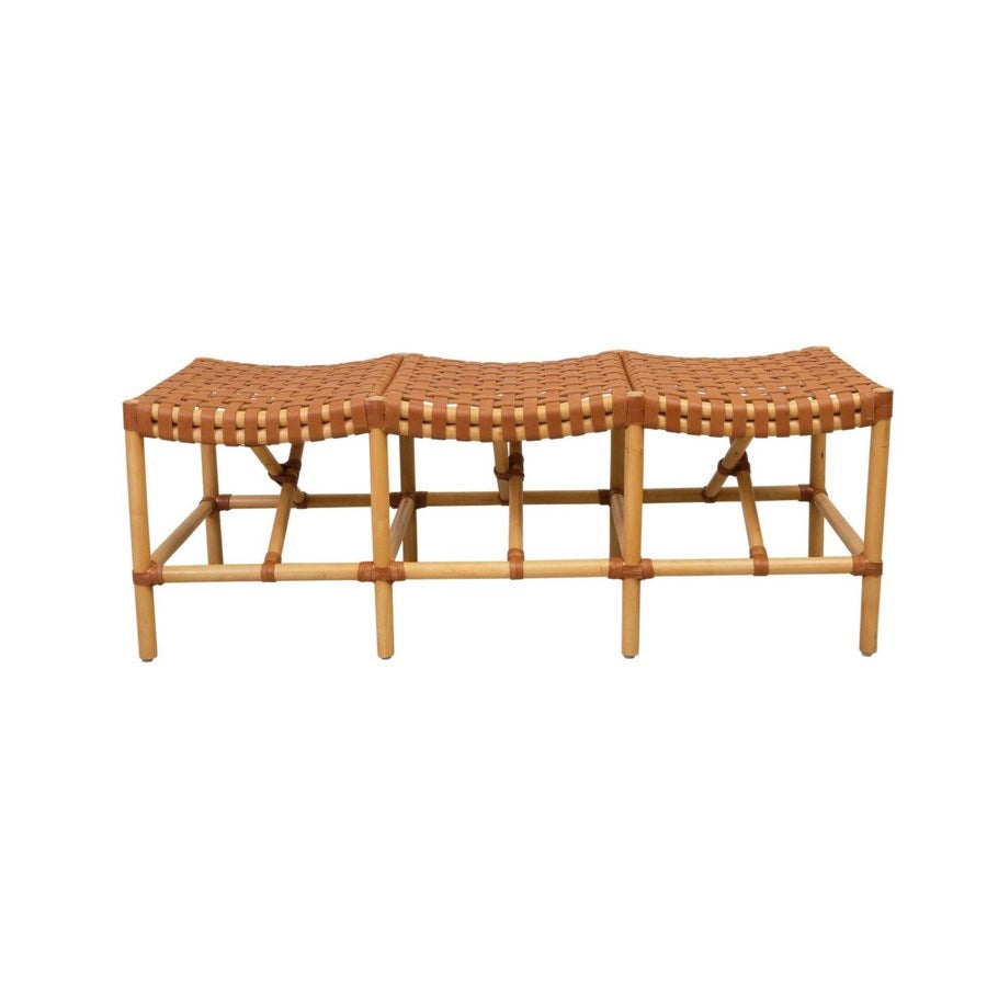 Rattan & Woven Leather Malibu Bench | touchGOODS