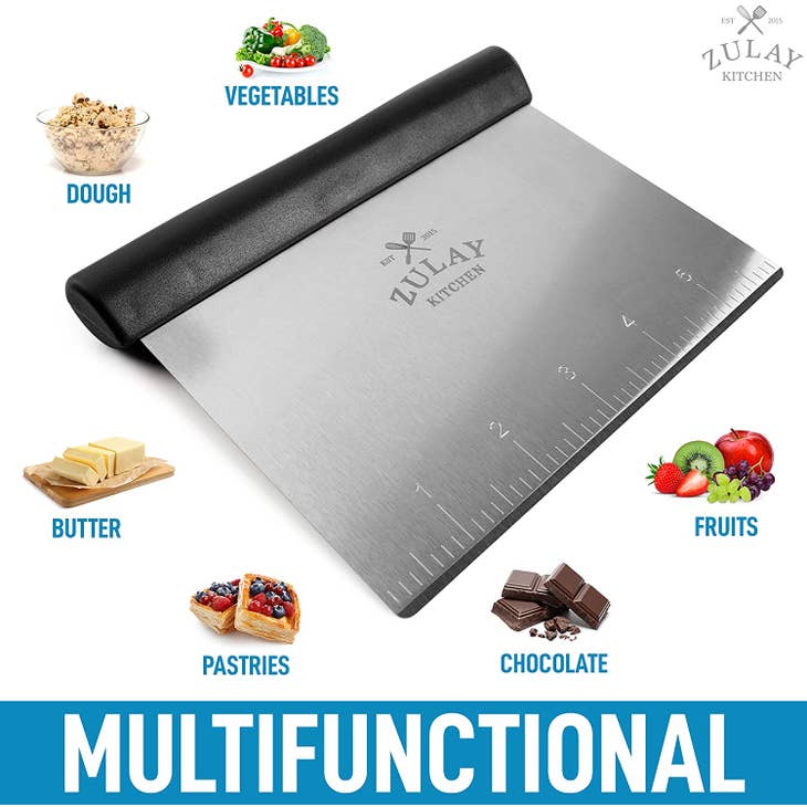 Multi-purpose Stainless Steel Bench Scraper & Chopper - touchGOODS