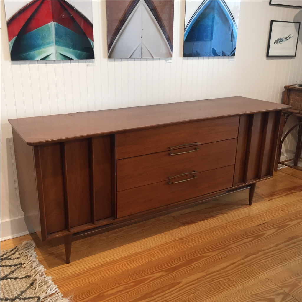 Vintage Mid Century Modern Kent Coffey Eloquence Walnut Dresser & Mirror - touchGOODS