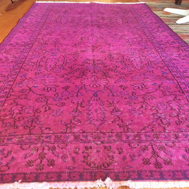 Vintage Over-Dyed Turkish Area Rug in Magenta 3′2″ × 6′4″ | touchGOODS