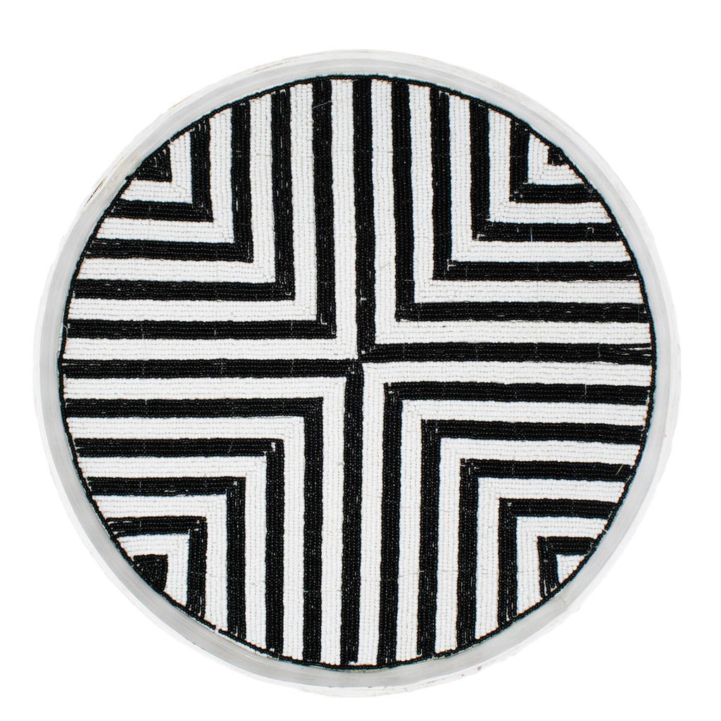 Riviera Beaded Tray Set (of 3) - Black/White - touchGOODS