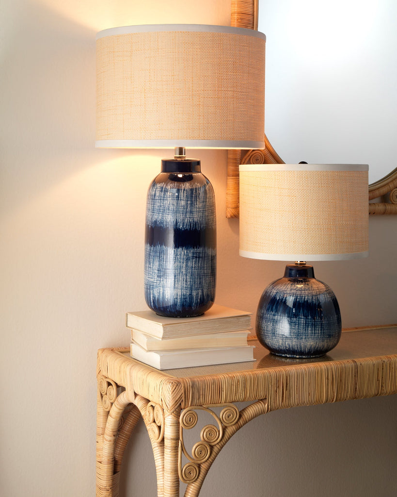 Batik Table Lamp Blue and Cream - Small - touchGOODS